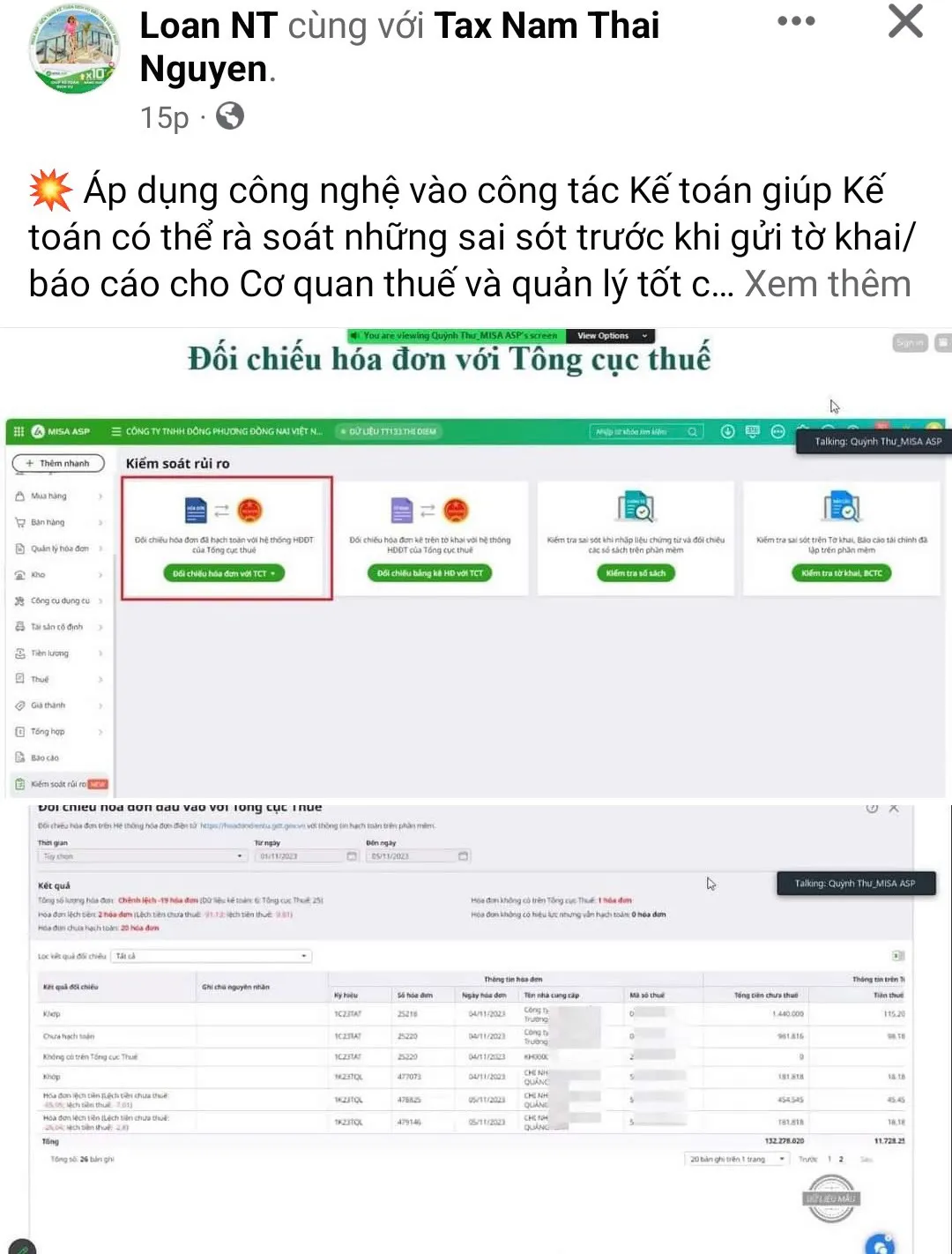 Khách hàng phản hồi tích cực về tính năng kiểm soát rủi ro của MISA ASP