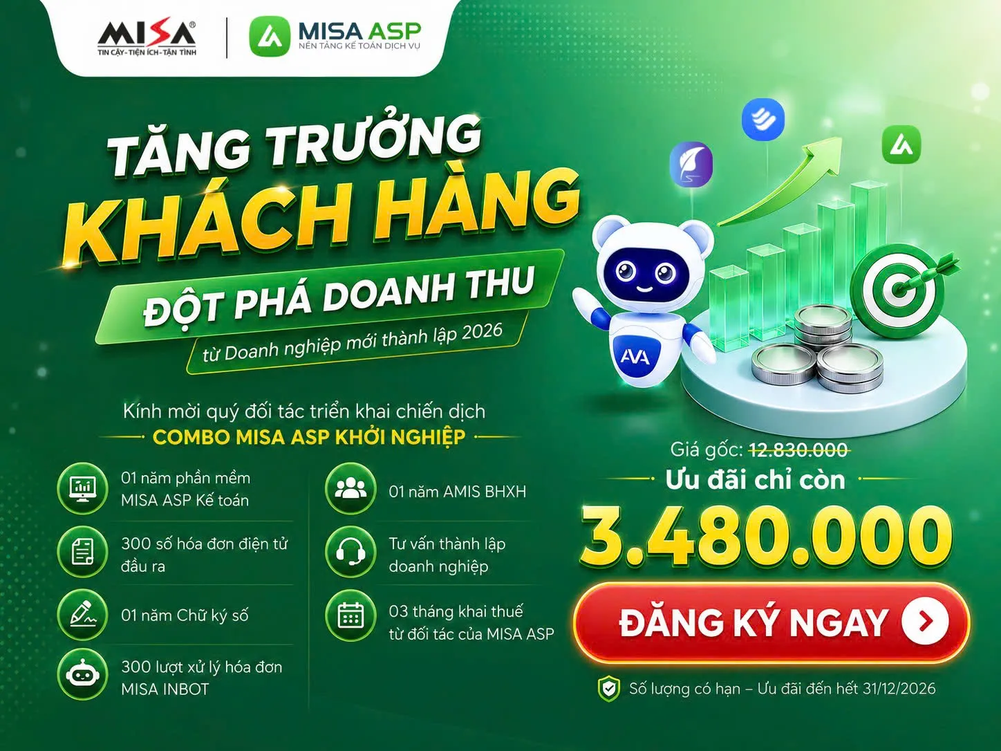 Lợi ích của MISA ASP KHỞI NGHIỆP: Tiết kiệm chi phí cho Doanh nghiệp mới thành lập