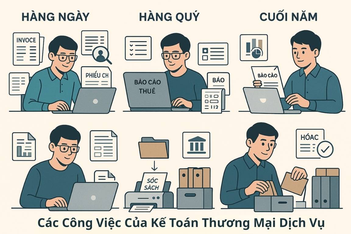 các công việc của kế toán thương mại dịch vụ