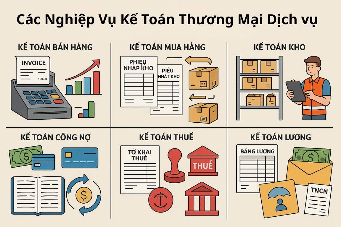 các nghiệp vụ kế toán thương mại dịch vụ