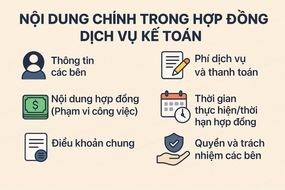 nội dung chính trong hợp đồng dịch vụ kế toán