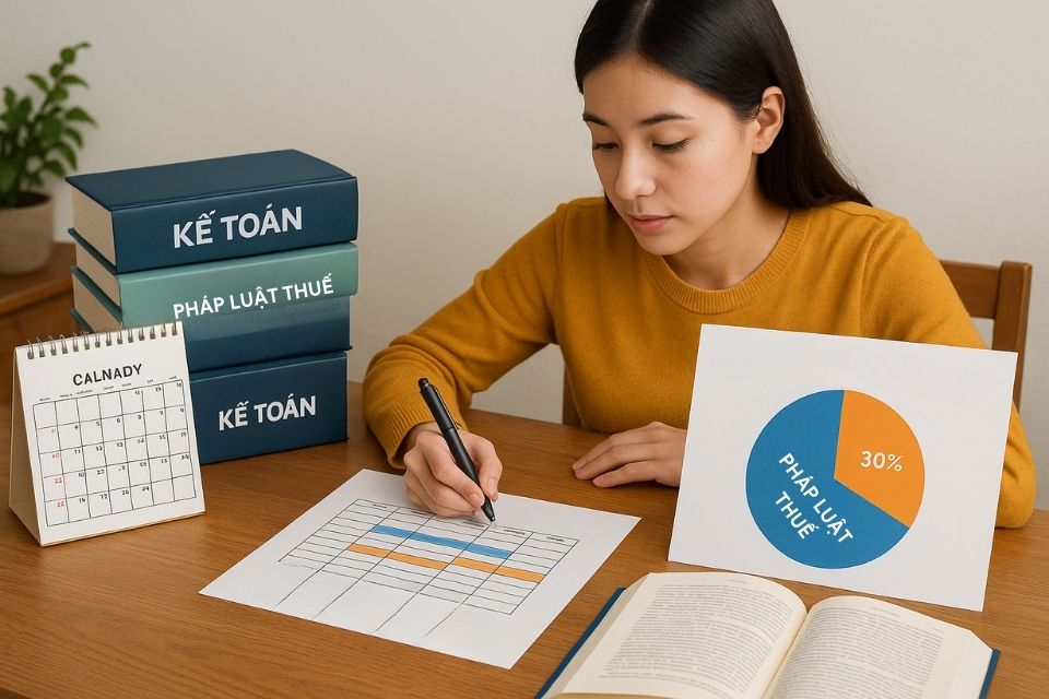 minh họa phân bổ thời gian kế hoạch học đại lý thuế