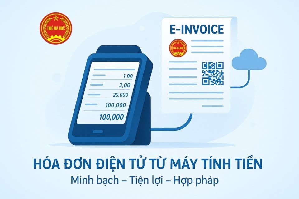 minh họa hóa đơn điện tử từ máy tính tiền