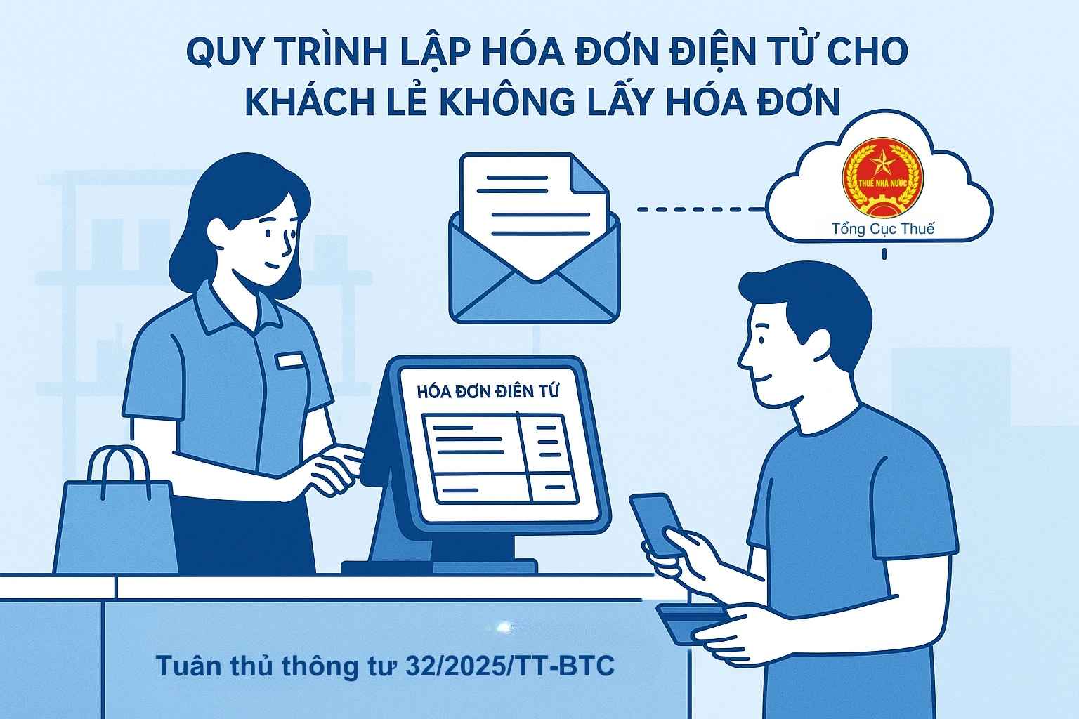 minh họa quy trình xuất hóa đơn cho khách lẻ không lấy hóa đơn