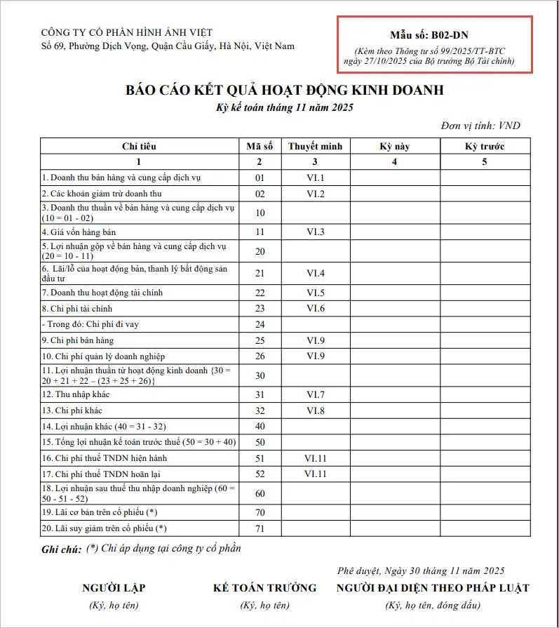 Theo Thông tư 99/2025/TT-BTC phần mềm kế toán dịch vụ MISA ASP đã cập nhật tên gọi mới và bộ cáo cáo tài chính xuất ra từ phần mềm sẽ cập nhật theo tên mới