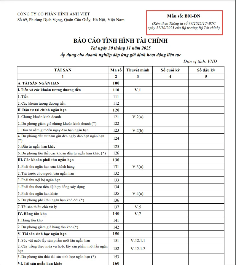 Theo Thông tư 99 về hệ thống báo cáo tài chính, Bảng cân đối kế toán (theo Thông tư 200) sẽ được đổi tên thành Báo cáo tình hình tài chính.