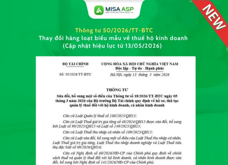 Thông tư 50/2026/TT-BTC: Thay đổi hàng loạt biểu mẫu về thuế hộ kinh doanh (Cập nhật hiệu lực từ 13/05/2026)