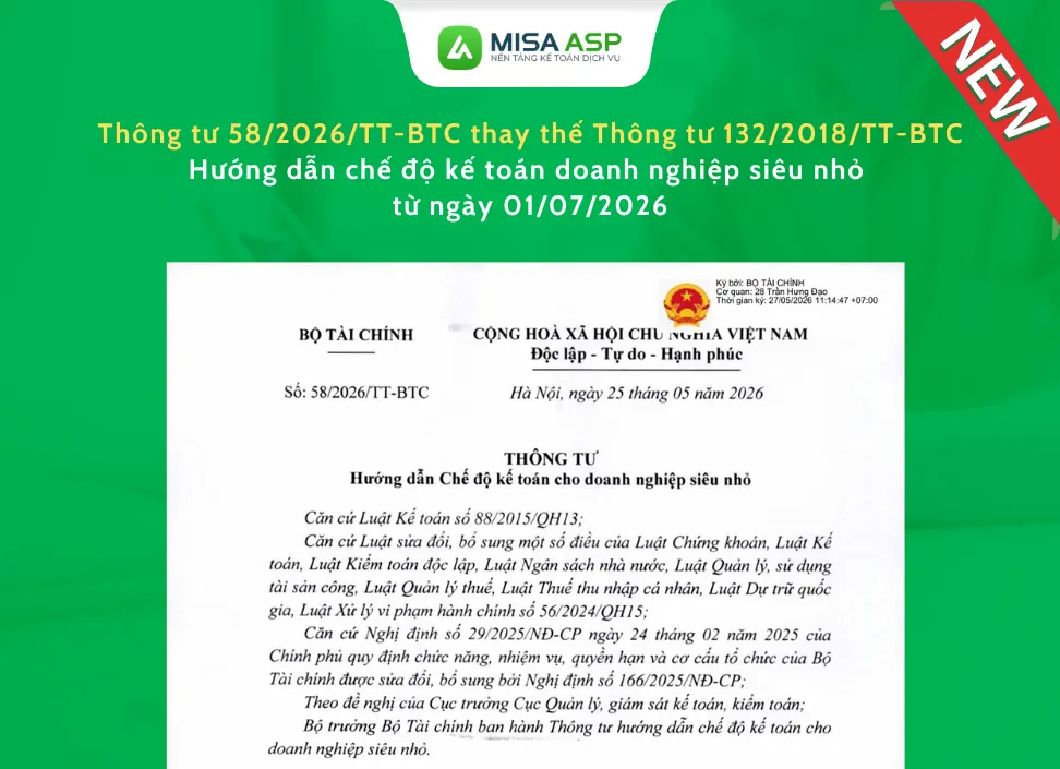 Thông tư 58/2026/TT-BTC về kế toán doanh nghiệp siêu nhỏ
