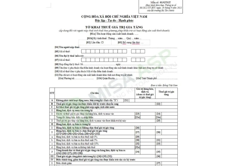 Kê Khai Thuế GTGT Theo Phương Pháp Khấu Trừ