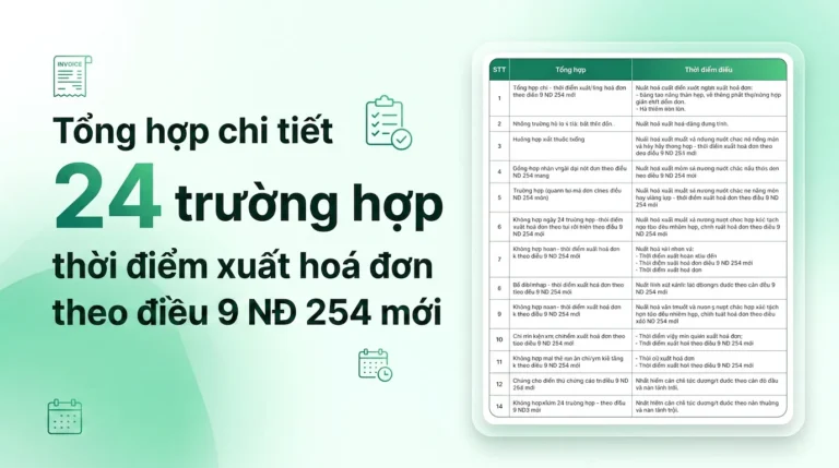 Tổng hợp chi tiết 24 trường hợp – thời điểm xuất hoá đơn theo điều 9 NĐ 254 mới