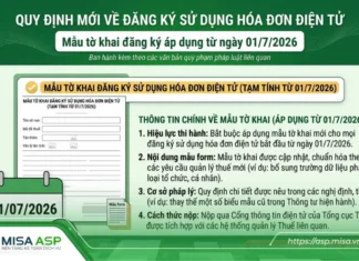 Mẫu tờ khai đăng ký sử dụng hóa đơn điện tử: Áp dụng Mẫu số 01/TKTĐ-HĐĐT (được quy định chi tiết tại Phụ lục III ban hành kèm theo Thông tư 91/2026/TT-BTC).