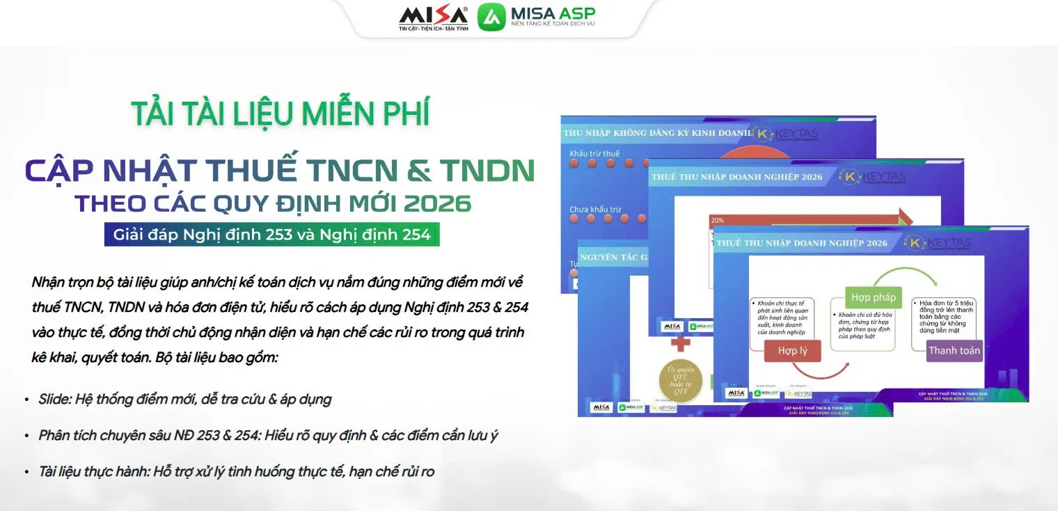 Cập nhật thuế TNCN & TNDN theo các Quy định mới 2026 – Giải đáp Nghị định 253 & Nghị định 254 -Tải xuống tài liệu miễn phí