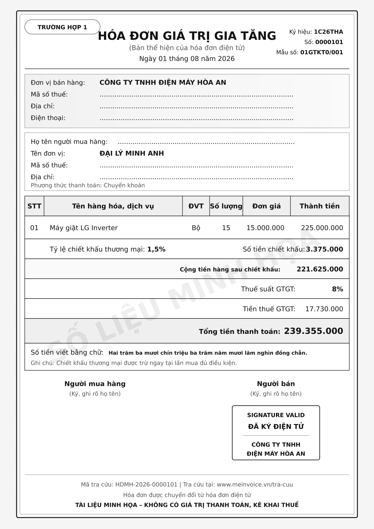Trường hợp chiết khấu như một dòng giảm trừ trực tiếp trên chính hóa đơn bán hàng, ghi số dương