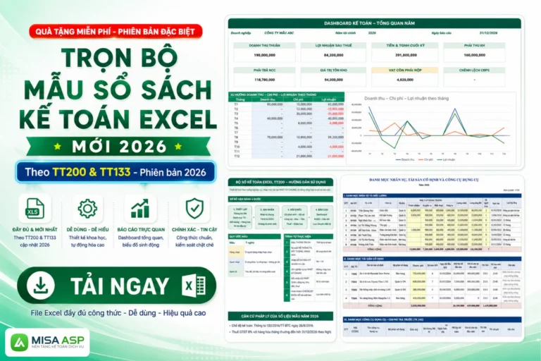 Mẫu sổ sách kế toán excel mới 2026 dành cho Kế toán dịch vụ