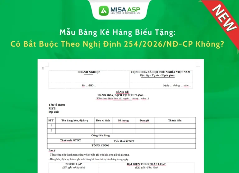 Mẫu Bảng kê hàng biếu tặng