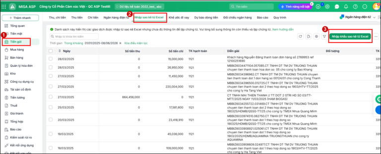 Nhập khẩu sao kê ngân hàng bước đầu tiên bạn cần có file sao kê cần nhập