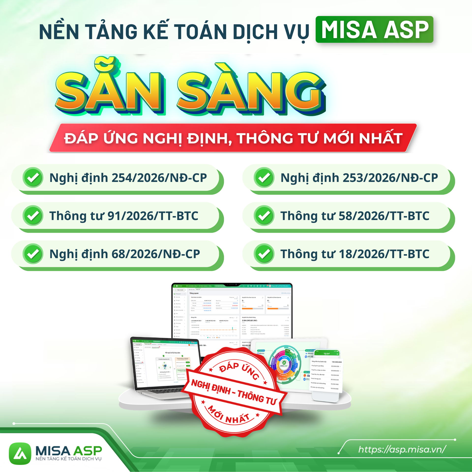 MISA ASP sẵn sàng đáp ứng thông tư, nghị định mới nhất