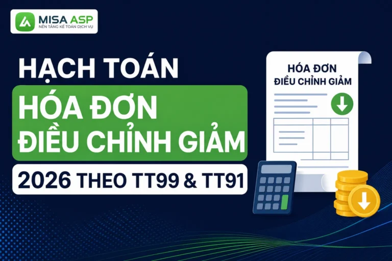 Hạch toán hóa đơn điều chỉnh giảm 2026 theo TT99 & TT91