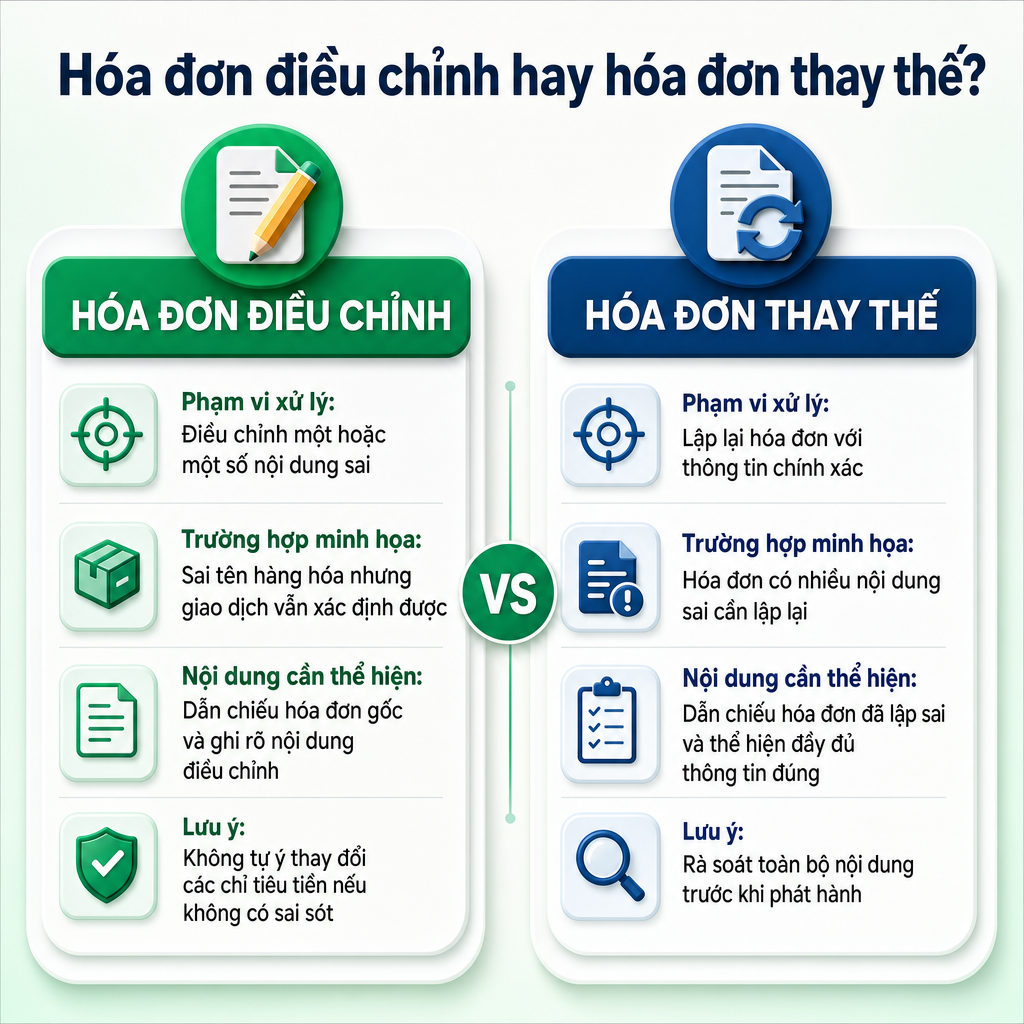 Cách viết hóa đơn điều chỉnh sai tên hàng hóa