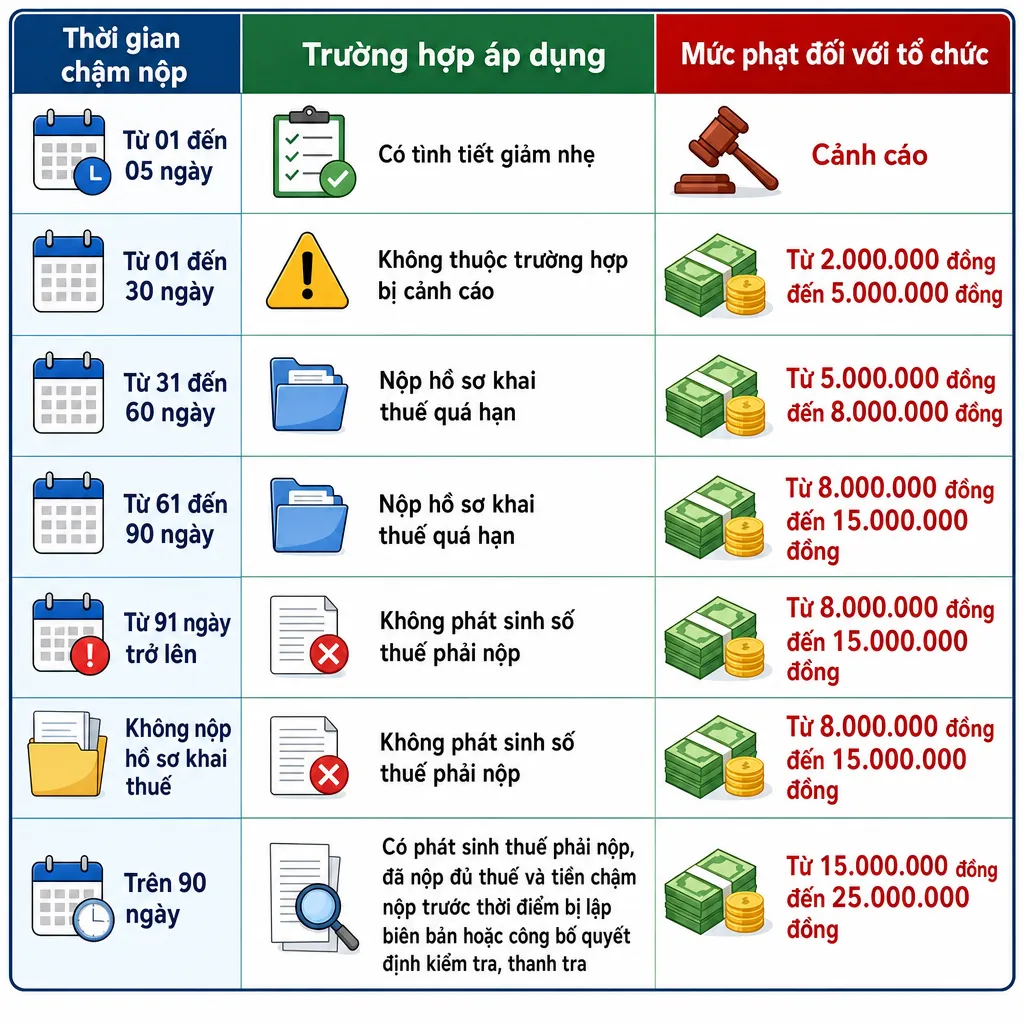 mức phạt chậm nộp tờ khai