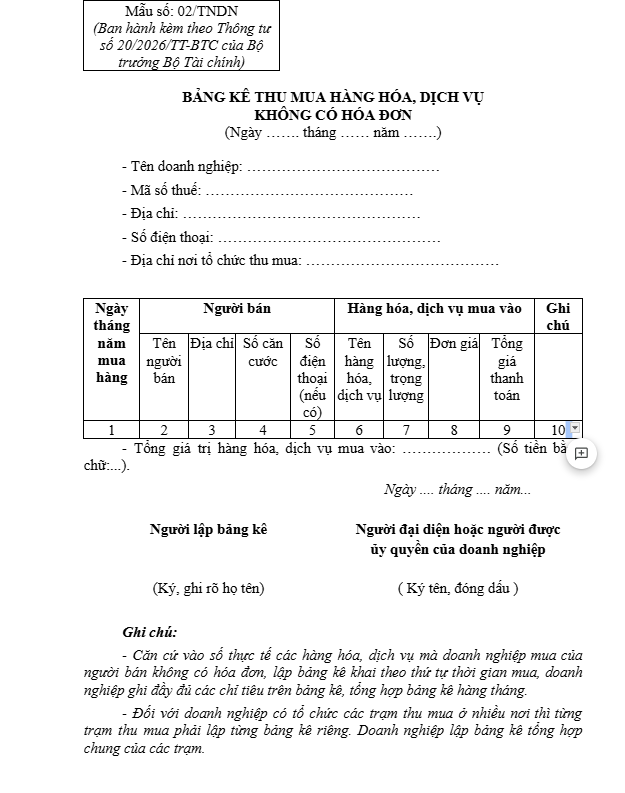 Mẫu 02/TNDN