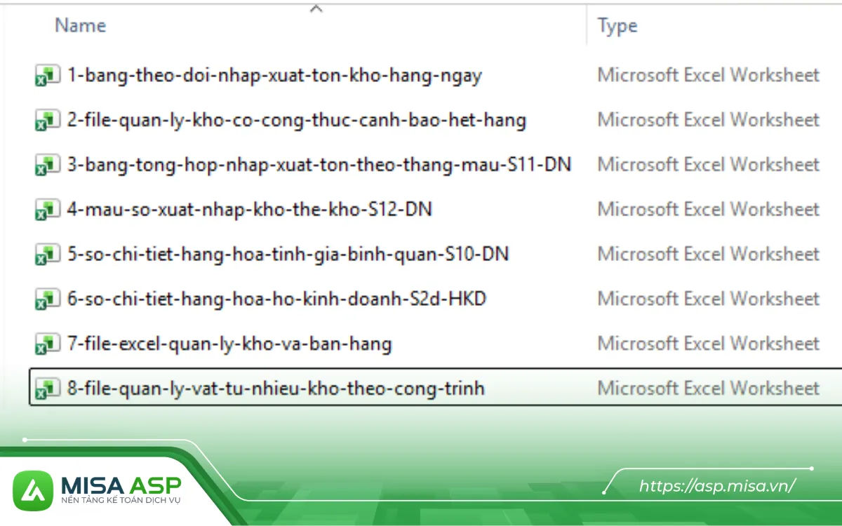 File quản lý kho bằng Excel miễn phí dưới đây gồm 8 mẫu đã có sẵn công thức theo Thông tư 99 và sổ S2d-HKD cho hộ kinh doanh.