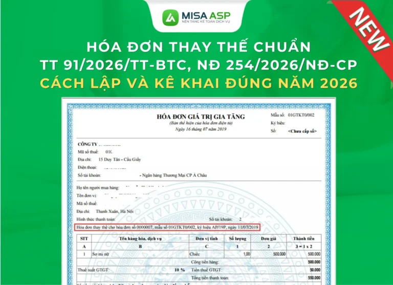 Hóa đơn thay thế là hóa đơn điện tử lập mới để thay toàn bộ hóa đơn đã lập có sai sót, thực hiện theo Điều 10 Thông tư 91/2026/TT-BTC từ 01/7/2026.