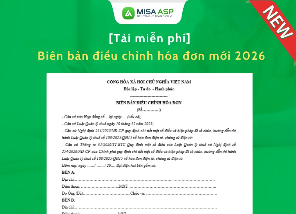 Biên bản điều chỉnh hóa đơn