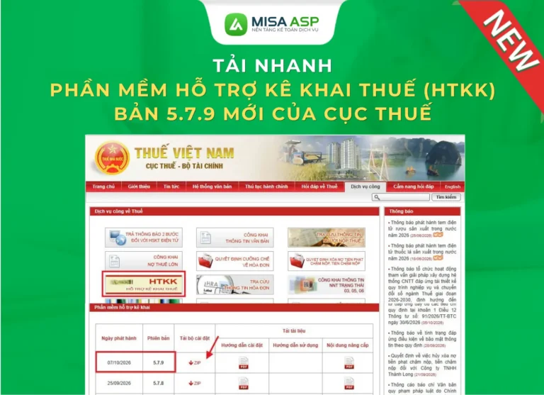 Phần mềm hỗ trợ kê khai thuế (hay phần mềm HTKK thuế) vừa được Cục Thuế nâng cấp lên phiên bản 5.7.9 từ ngày 07/10/2026 để đáp ứng các thay đổi của Thông tư số 89/2026/TT-BTC.