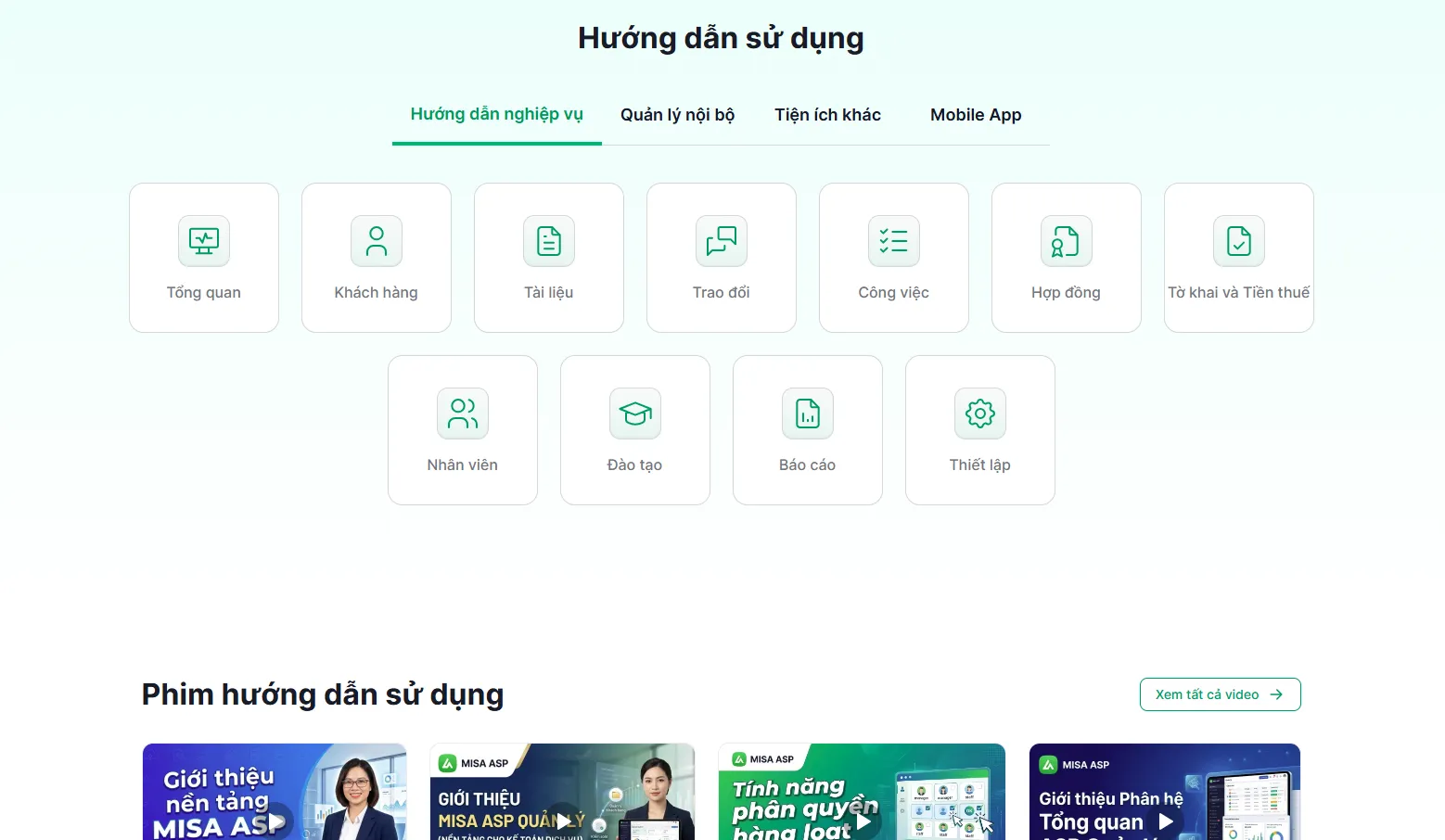 Bộ tài liệu hướng dẫn sử dụng MISA ASP tổng hợp thao tác từng phân hệ, từ khởi tạo dữ liệu khách hàng, nhập hóa đơn đến lập và nộp tờ khai.